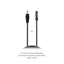 Load image into Gallery viewer, ES2 12V 3A Charging Cable for Surface Pro 2 1 RT work with BatPower ProE 2 External Battery Slim Adapter Car Charger Surface 12V