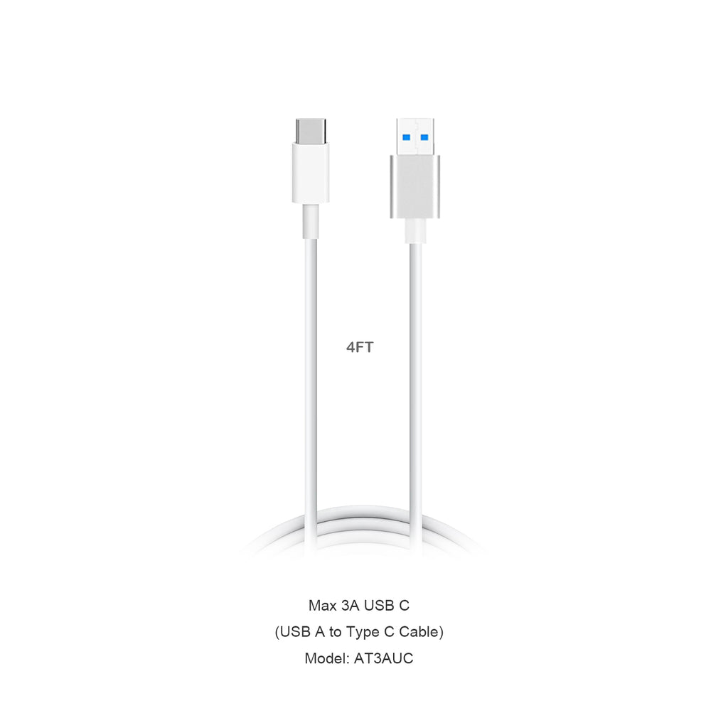 AT3AUC 24W QC 3.0 USB A to USB C Type C Charger Cable 5V/9V/12V Max 24W Quick Charge for iPhone 15 iPad Samsung Google LG Huawei Tablets and Smartphones