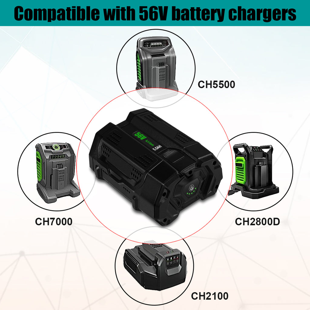 BA2800T 56V 5.5Ah Battery Replacement for EGO 56V Lithium-Ion Battery 5Ah Compatible with EGO 56V 5.0Ah BA2800 BA2800T 2.5Ah BA1400T BA2240 BA1120 Battery