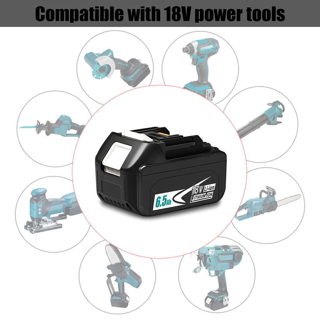 18V 6.5Ah LXT Lithium-Ion Battery & Charger for Makita Tools BL1860B BL1850B BL1840B BL1830B DC18RC
