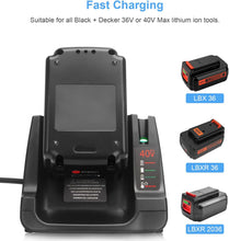 Load image into Gallery viewer, 40V MAX 36V LCS40 LCS36 Battery Quick Charger for Black Decker LBX2040 LBXR36 LBXR2036 LST540 LCS1240 LBX1540 LST136 Black and Decker 36V 40V Max Lithium Battery Fast Charger