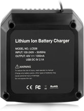 Load image into Gallery viewer, 40V MAX 36V LCS40 LCS36 Battery Quick Charger for Black Decker LBX2040 LBXR36 LBXR2036 LST540 LCS1240 LBX1540 LST136 Black and Decker 36V 40V Max Lithium Battery Fast Charger