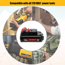 Load image into Gallery viewer, 12V Battery 4AH DCB124 Replacement for Dewalt 12V MAX 3AH Battery DCB124 Compatible with Dewalt 12V MAX Lithium Ion Battery 3.0AH DCB124