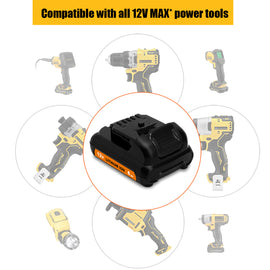4.0Ah DCB124 12V Battery and Charger Kit Replacement for Dewalt 12V Lithium Compact Battery and Charger Combo 3Ah 2.0Ah DCB122 1.5Ah DCB120