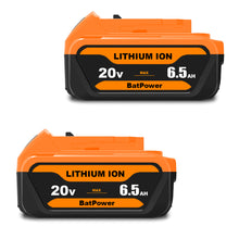 Load image into Gallery viewer, 6.5Ah 20V Max Battery Premium 6.0Ah DCB206 Replacement for Dewalt 20V Battery 6.0Ah 5.0Ah 4.0Ah DCB206 DCB204 DCB205-2 Lithium Ion Compatible with Dewalt 20v Max XR Battery 6Ah 5Ah 4Ah