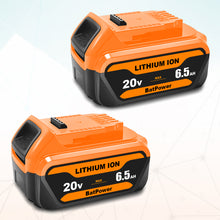 Load image into Gallery viewer, 6.5Ah 20V Max Batteries with Charger Kit Replacement for Dewalt 20V Battery with Charger Combo DCB118 6Ah 5Ah 4Ah DCB206 DCB204 DCB205-2 Compatible with Dewalt 20v Battery and Charger