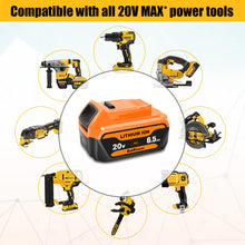 Load image into Gallery viewer, 6.5Ah 20V Max Batteries with Charger Kit Replacement for Dewalt 20V Battery with Charger Combo DCB118 6Ah 5Ah 4Ah DCB206 DCB204 DCB205-2 Compatible with Dewalt 20v Battery and Charger