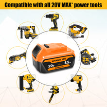 Load image into Gallery viewer, 8.5Ah DCB208 20V Lithium Battery Replacement for Dewalt 20V Max XR Battery 8.0 Ah DCB208 7Ah DCB207 6Ah DCB206 5Ah DCB204 4Ah Compatible with Dewalt 20v Battery 8.0Ah 7.0Ah 6.0Ah 5.0Ah 4.0Ah
