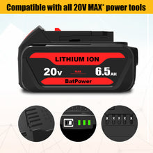 Load image into Gallery viewer, 20V 6.5Ah DCB206 Battery for Dewalt 20V Max Battery 6 Ah DCB206 5 Ah DCB205-2 4 Ah DCB204 Dewalt 20V MAX XR Battery Lithium Ion 6.0Ah 5.0Ah 4.0Ah
