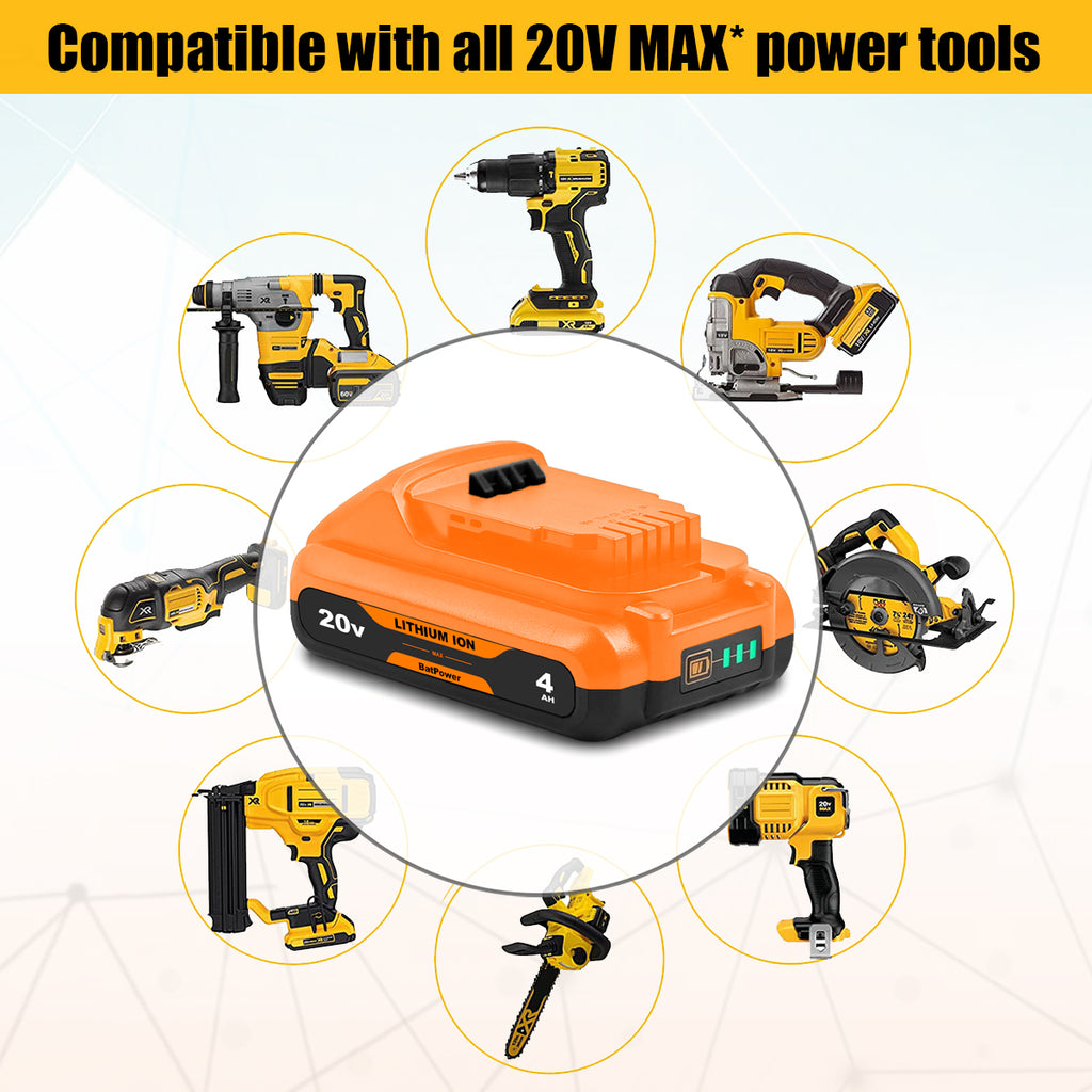 20V MAX Battery Compact 4.0Ah DCB240 Replacement for Dewalt 20V Max Compact Battery 4.0Ah DCB240 Compatible with Dewalt 20V 4Ah Compact Battery DCB240