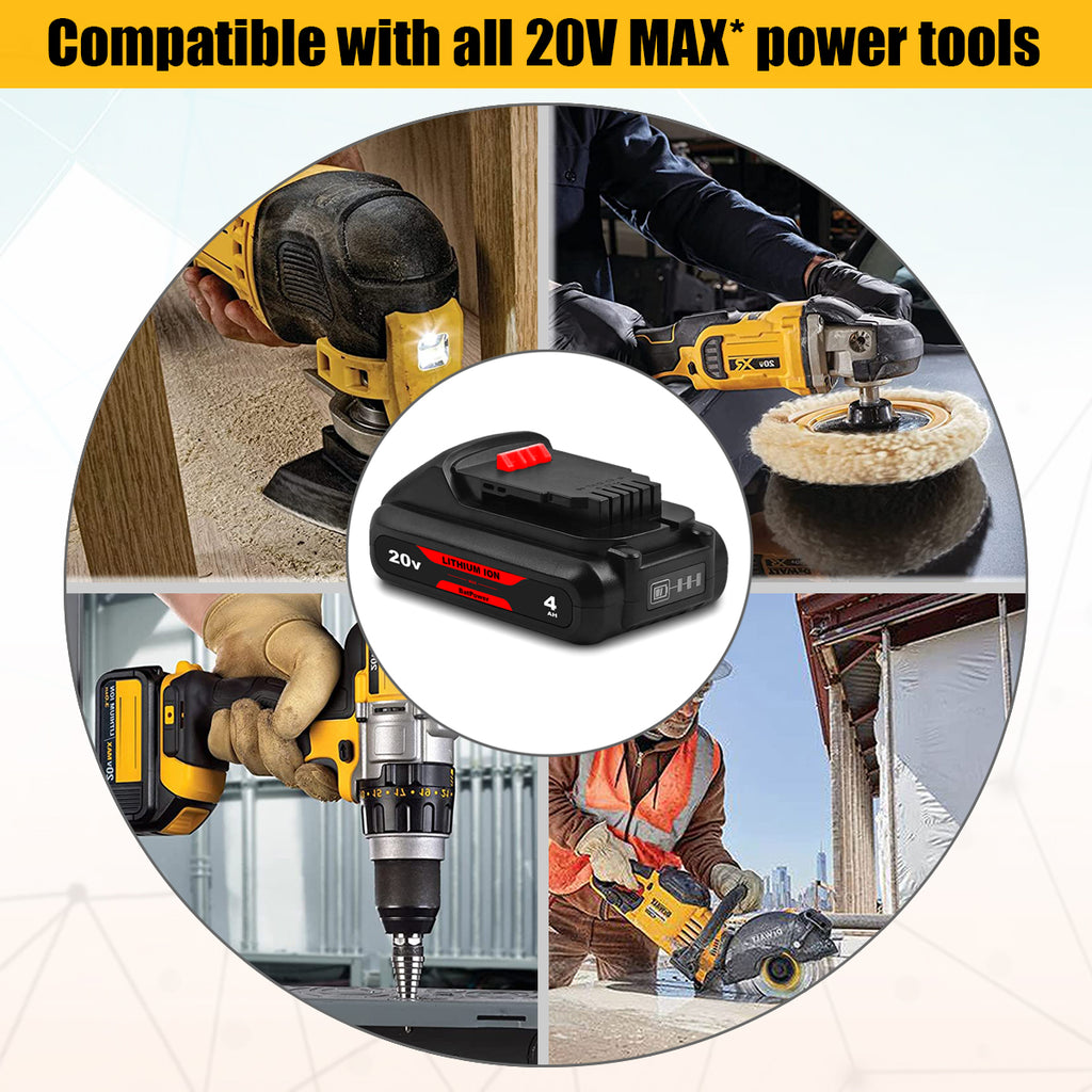 20V MAX 4.0Ah DCB240 Compact Battery for Dewalt 20V 4Ah Battery DCB240 3Ah DCB230 2Ah DCB203 1.5Ah DCB201 Dewalt 20V MAX XR 4Ah Lithium Battery DCB240