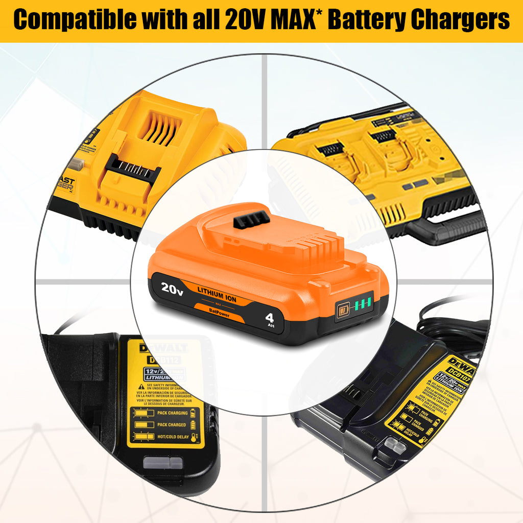 20V MAX Battery Compact 4.0Ah DCB230 Replacement for Dewalt 20V Max Compact Battery 3.0Ah DCB230 Compatible with Dewalt 20V 3Ah Compact Battery DCB230