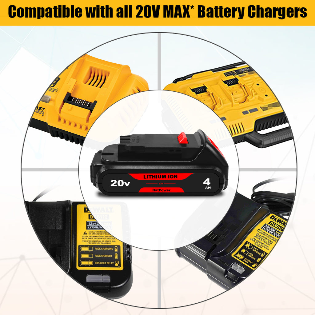 20V MAX 4.0Ah DCB240 Compact Battery for Dewalt 20V 4Ah Battery DCB240 3Ah DCB230 2Ah DCB203 1.5Ah DCB201 Dewalt 20V MAX XR 4Ah Lithium Battery DCB240