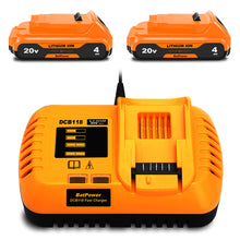 Load image into Gallery viewer, DCB240 20V MAX 4Ah Battery with Charger Combo Replacement for Dewalt 20V Max Compact Battery and Charger Kit 4AH DCB240-2 DCB118 Compatible with Dewalt 20V Compact Battery and Charger