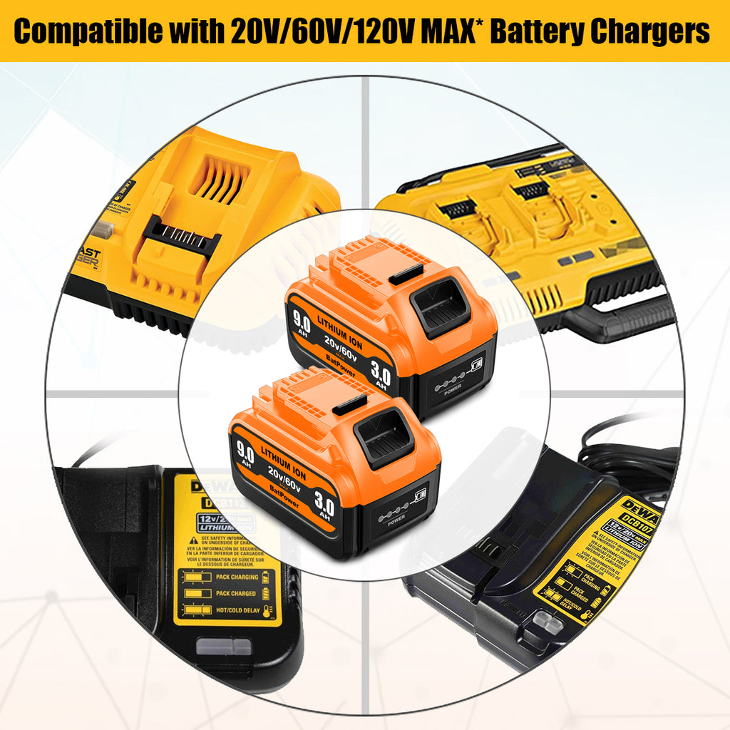 9Ah 20V/60V Battery DCB609 Replacement for Dewalt 20v/60v Max Battery 9.0Ah 6.0Ah DCB609 DCB606 20v 60v Battery Compatible with Dewalt 9 Ah 20v/60v Battery