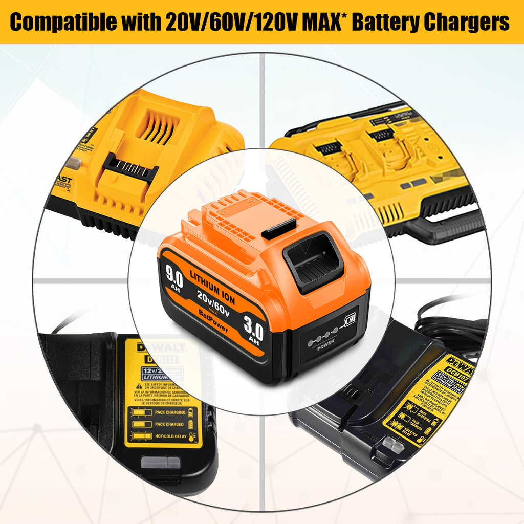 9Ah 20V/60V Battery DCB609 for Dewalt 20v 60v Max Battery 9.0Ah 6.0Ah DCB609 DCB606 20v 60v Battery Compatible with Dewalt 9 Ah 20v/60v Battery