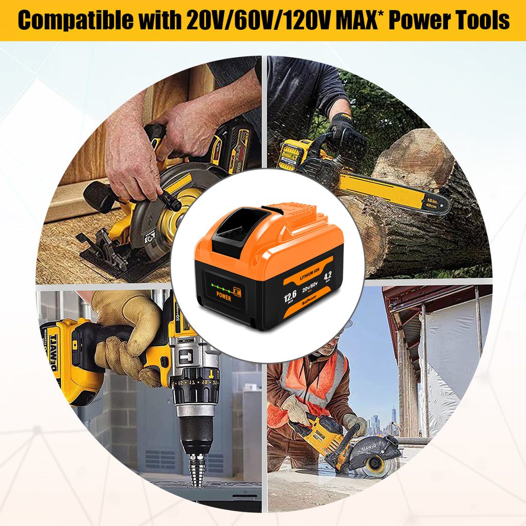 12.6Ah 20v 60v Battery and Charger Combo for Dewalt 20v 60v Lithium Battery with Charger 12Ah DCB612 DCB609 Dewalt 20v/60v Battery and Charger Kit