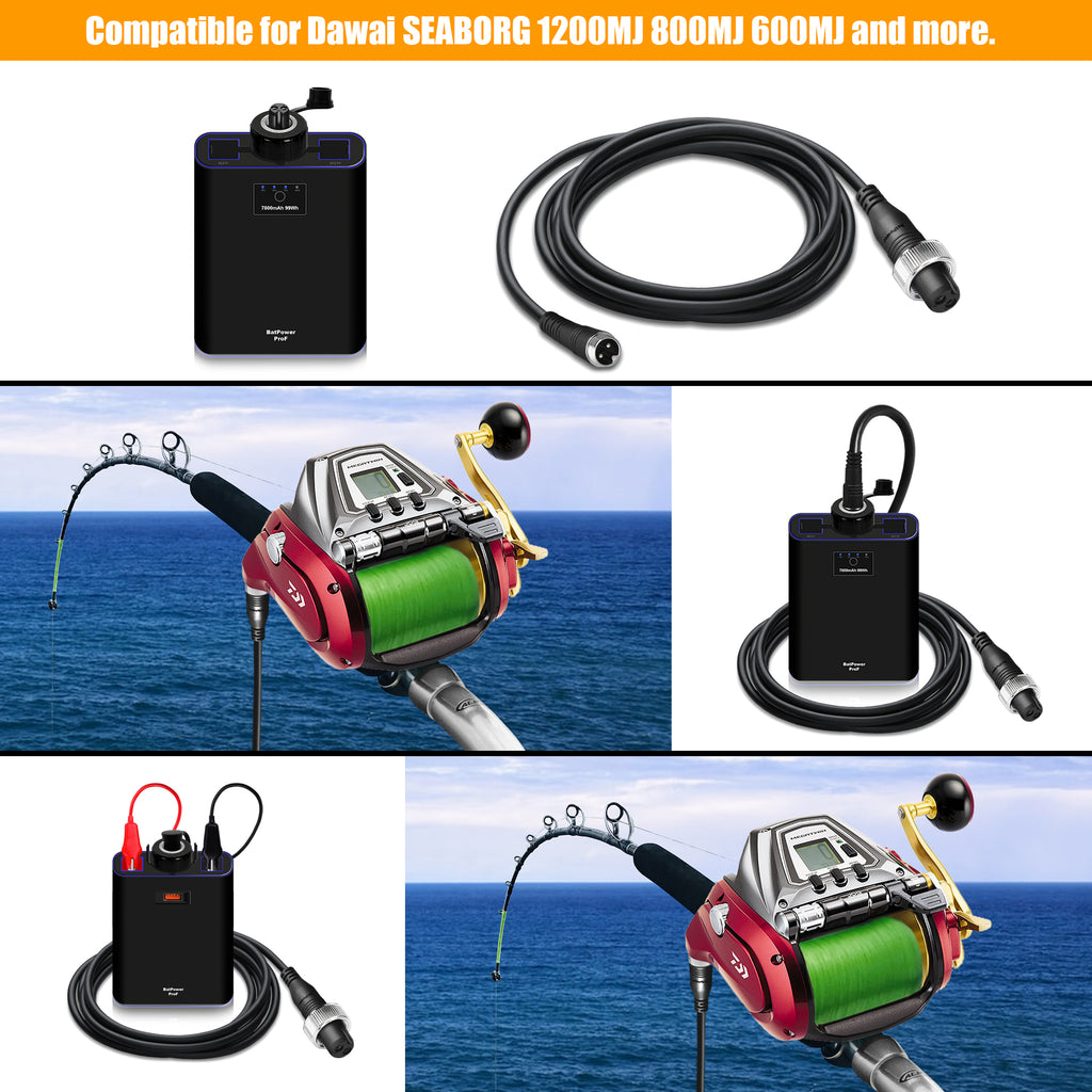 ProF2 7.8Ah-15Ah Electric Fishing Reel Battery for Daiwa Tanacom 1200 1000 800 750 500 Seaborg 1200MJ 800MJ 500MJ Leobritz Shimano BeastMaster ForceMaster Plays Electric Reel Battery and Charger