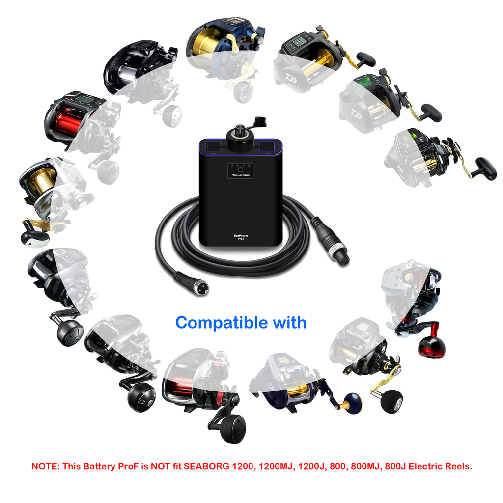 ProF 7.8Ah-15Ah Fishing Reel Battery for Daiwa Tanacom Seaborg Leobritz Shimano Electric Reel Battery and Charger