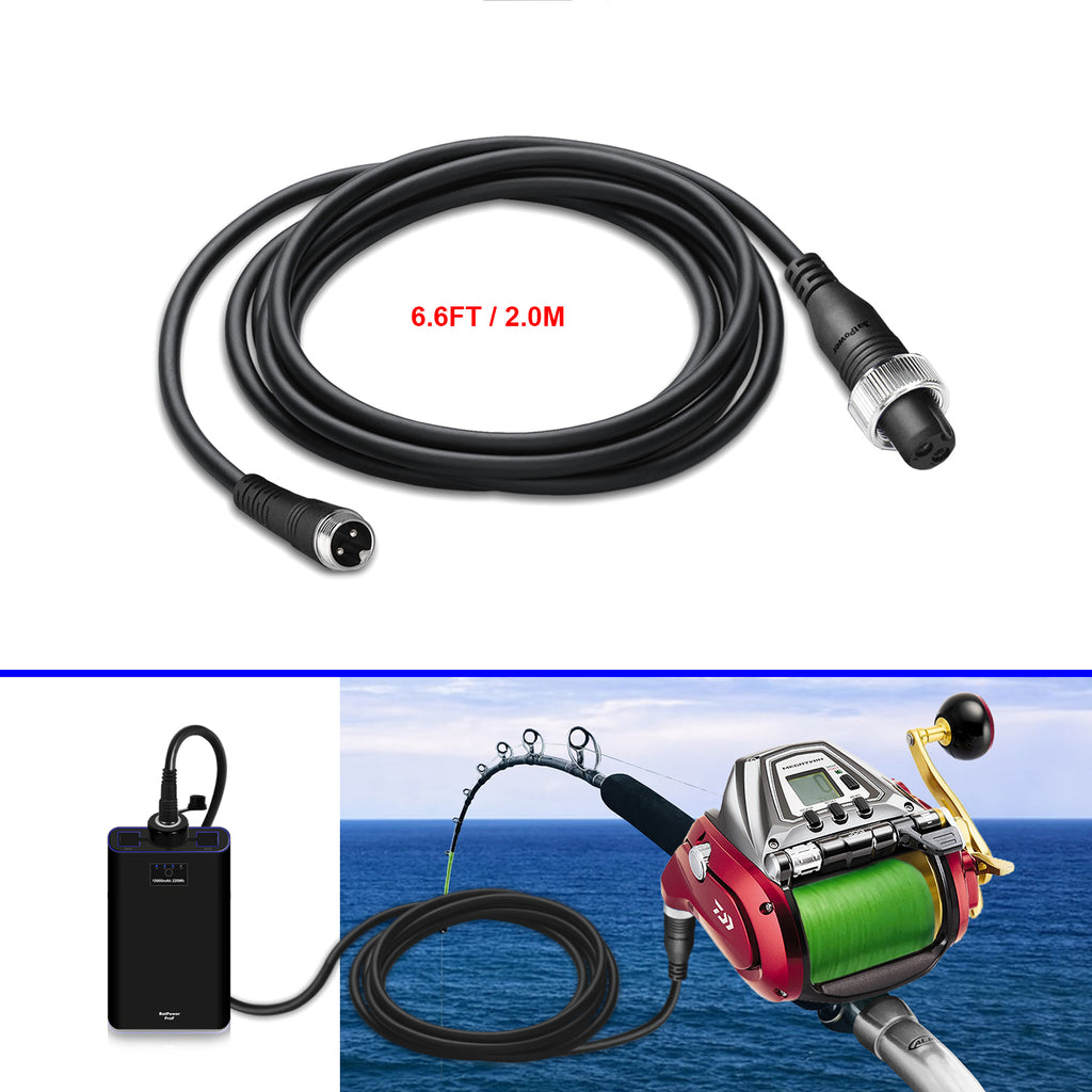 1.65FT-11.5FT ProB Electric Fishing Reel Power Cable for Daiwa Seaborg 1200MJ 1200J 800MJ 800J Marine 3000 Electric Fishing Reel Battery Power Cable Cord 0.5M/1M/2M/3.5M