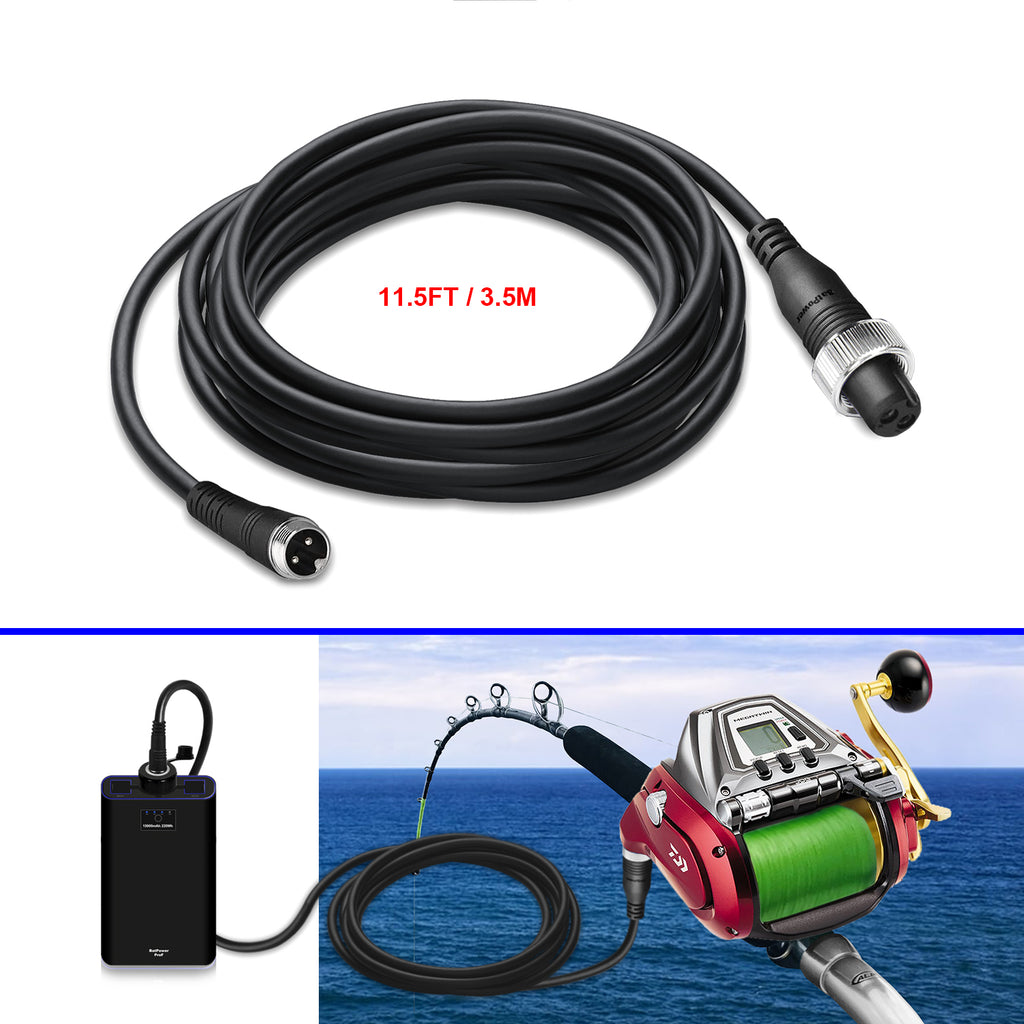 1.65FT-11.5FT Electric Fishing Reel Power Cable for Daiwa Seaborg 1200MJ 800MJ Marine 3000 Electric Fishing Reel Battery Power Cable 0.5M/1M/2M/3.5M