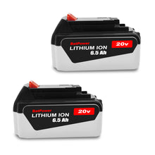 Load image into Gallery viewer, LB2X4020 20V 6.5Ah Extended Capacity Battery Replacement for Black &amp; Decker 20V Battery 4.0Ah 3.0Ah 2.0Ah LBX4020 LB2X4020 LB2X4020-OPE LBXR2020 LBXR20 Lithium ion Battery