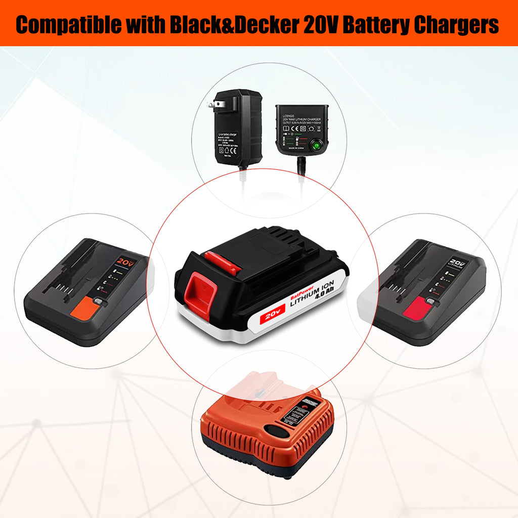 LBXR2020 20V 4.0Ah Compact Battery Replacement for Black & Decker 20V Battery 2.0Ah LBXR2020-OPE 1.5Ah LBXR20 20V 2Ah Lithium Ion Battery