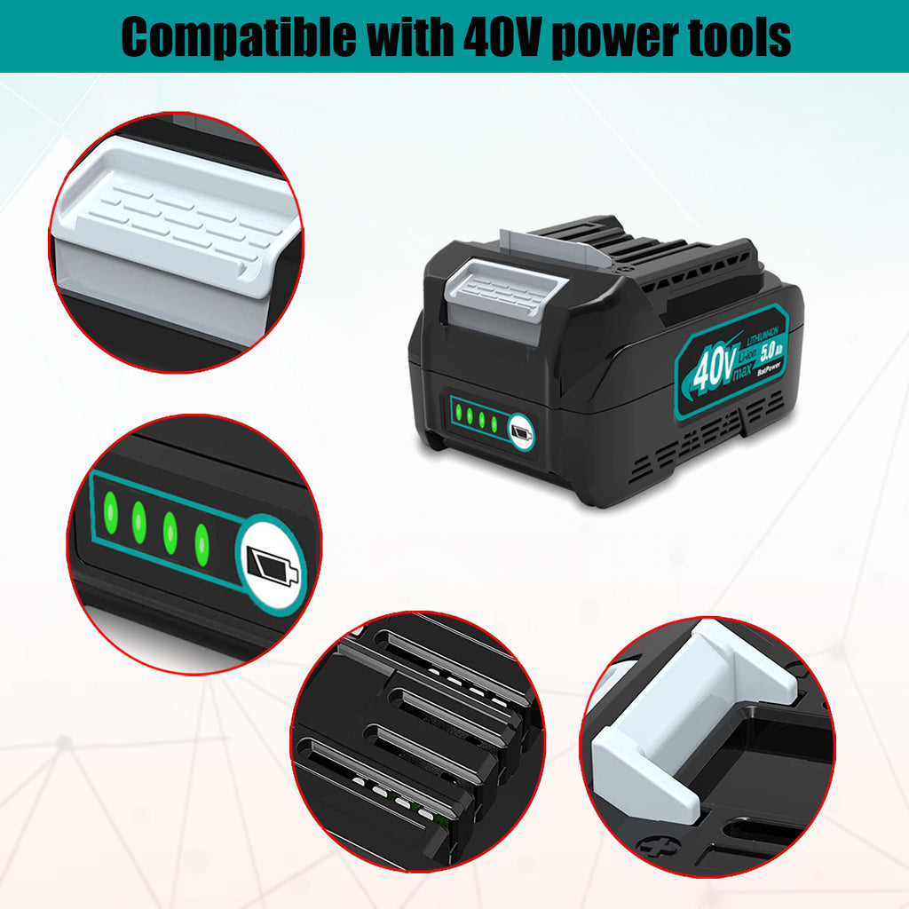 BL4040 40V 5.0Ah Battery Replacement for Makita 40V Battery 4.0Ah 160Wh BL4040 BL4050 40V 2.5Ah BL4025 100Wh Battery Makita 40 Volts XGT Battery