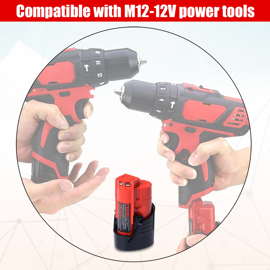 48-11-2420 12V 3.0AH Compact Battery Replacement for Milwaukee 12V Battery M12 2.0Ah 2.5Ah 1.5Ah 48-11-2425 48-11-2430 48-11-2401