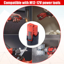 Load image into Gallery viewer, 48-11-2420 12V 3.0AH Compact Battery Replacement for Milwaukee 12V Battery M12 2.0Ah 2.5Ah 1.5Ah 48-11-2425 48-11-2430 48-11-2401