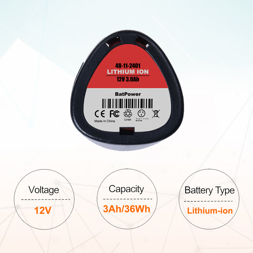 48-11-2420 12V 3.0AH Compact Battery Replacement for Milwaukee 12V Battery M12 2.0Ah 2.5Ah 1.5Ah 48-11-2425 48-11-2430 48-11-2401