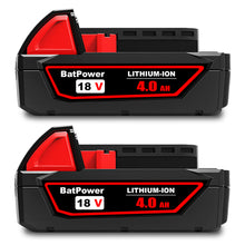 Load image into Gallery viewer, 48-11-1820 18V 4.0AH Lithium XC Compact Battery Replacement for Milwaukee 18V M18 Battery 2.0Ah 3.0Ah 1.5Ah