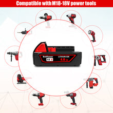 Load image into Gallery viewer, 48-11-1820 18V 4.0AH Lithium XC Compact Battery Replacement for Milwaukee 18V M18 Battery 2.0Ah 3.0Ah 1.5Ah