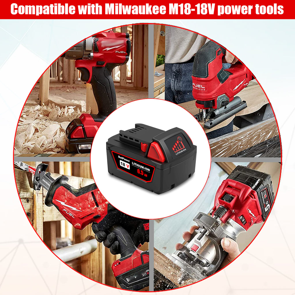 18V 9.0AH 48-11-1890 High Output Battery with Charger Combo Replacement for Milwaukee 18V M18 Battery and Charger 18V Lithium Battery and Charger Kit