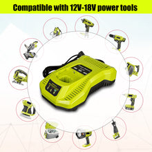 Load image into Gallery viewer, P117 18V Lithium Battery Rapid Charger Replacement for Ryobi 18V ONE+  Battery Charger P117 P118, Compatible with Ryobi 18V 6Ah 5Ah 4Ah 3Ah 2Ah 1.5Ah Battery Fast Charger