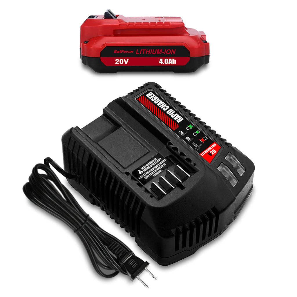 4.0Ah CMCB202 20V V20 Compact Batteries with Charger Combo Replacement for CRAFTSMAN 20V V20 Battery and Charger Kit CMCB104 20V 1.5Ah CMCB201-2 V20 20V 2.0Ah V20 Battery with Charger