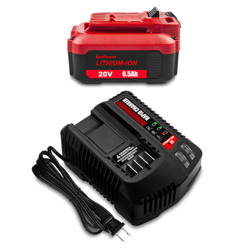 6.5Ah CMCB204 20V V20 Battery with Charger Combo Replacement for CRAFTSMAN 20V Battery and Charger Kit CBCB104 20V 6.0Ah CMCB206 4.0Ah CMCB204 20V V20 Lithium Battery and Charger Kit