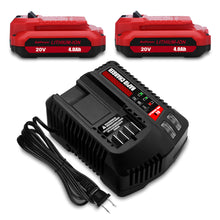 Load image into Gallery viewer, 4.0Ah CMCB202 20V V20 Compact Batteries with Charger Combo Replacement for CRAFTSMAN 20V V20 Battery and Charger Kit CMCB104 20V 1.5Ah CMCB201-2 V20 20V 2.0Ah V20 Battery with Charger