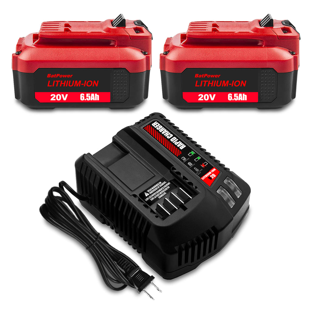 6.5Ah CMCB204 20V V20 Battery with Charger Combo Replacement for CRAFTSMAN 20V Battery and Charger Kit CBCB104 20V 6.0Ah CMCB206 4.0Ah CMCB204 20V V20 Lithium Battery and Charger Kit