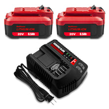 Load image into Gallery viewer, 6.5Ah CMCB204 20V V20 Battery with Charger Combo Replacement for CRAFTSMAN 20V Battery and Charger Kit CBCB104 20V 6.0Ah CMCB206 4.0Ah CMCB204 20V V20 Lithium Battery and Charger Kit