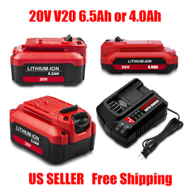 20V 6.5Ah 4.0Ah Lithium-Ion Battery & Charger for Craftsman V20 Tools CMCB206 CMCB202 CMCB104