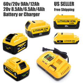 20V 60V Battery & Charger – Compatible with DEWALT 20V Max and 60V Tools