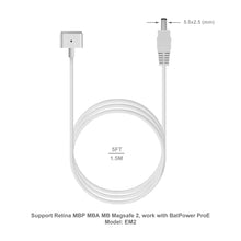 Load image into Gallery viewer, 85W MagSafe 2 1 Charging Cable for Apple MacBook Pro Air MagSafe 1 work with the BatPower ProE 2 External Battery Slim adapter Car Charger and more (Connector 5.5x2.5mm to MagSafe)