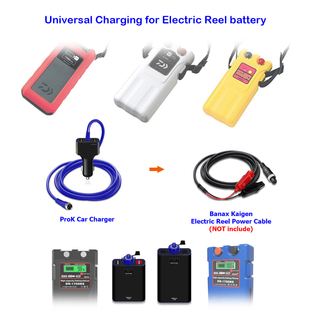 electric fishing reel battery Fishing Reel Battery Car Charger for Banax Kaigen Electric Reels – BatPower