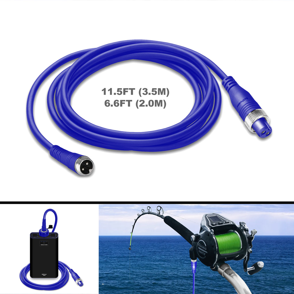 6.6FT 11.5FT Electric Fishing Reel Battery Power Cable for Banax Kaigen 7000 1500 1000 500 Electric Reels Battery Power Cable BatPower ProK Power Cord 2M-3.5M