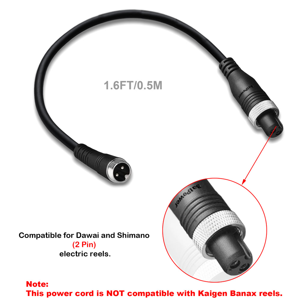 1.65FT-11.5FT Electric Reel Battery Power Cable for Daiwa Shimano Fishing Reel Super Air Cord BM LB ProF 2 ProF PrB ProS 0.5M/1M/2M/3M