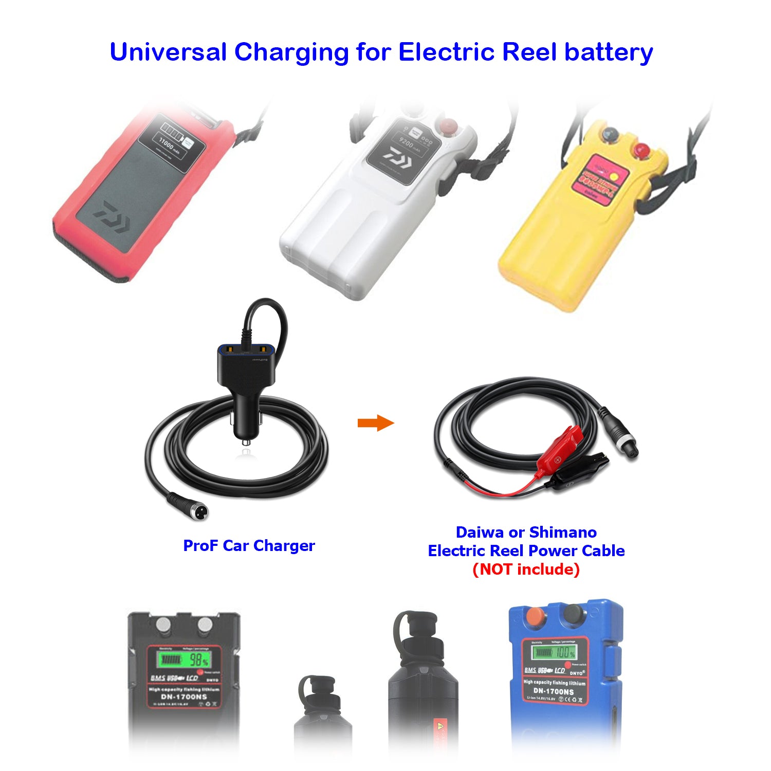 battery for shimano electric reel YL-HLOT Battery.14.8V 10000 mAh. IP65 Waterproof. Suitable deep sea Fishing. Rust Proof casing. Include a 59'' Power Cord. Compatible with Daiwa & Electric Fishing Reels (Black) the thrill of fishing New Arrival 14.8V 7000mAh Dl-7000