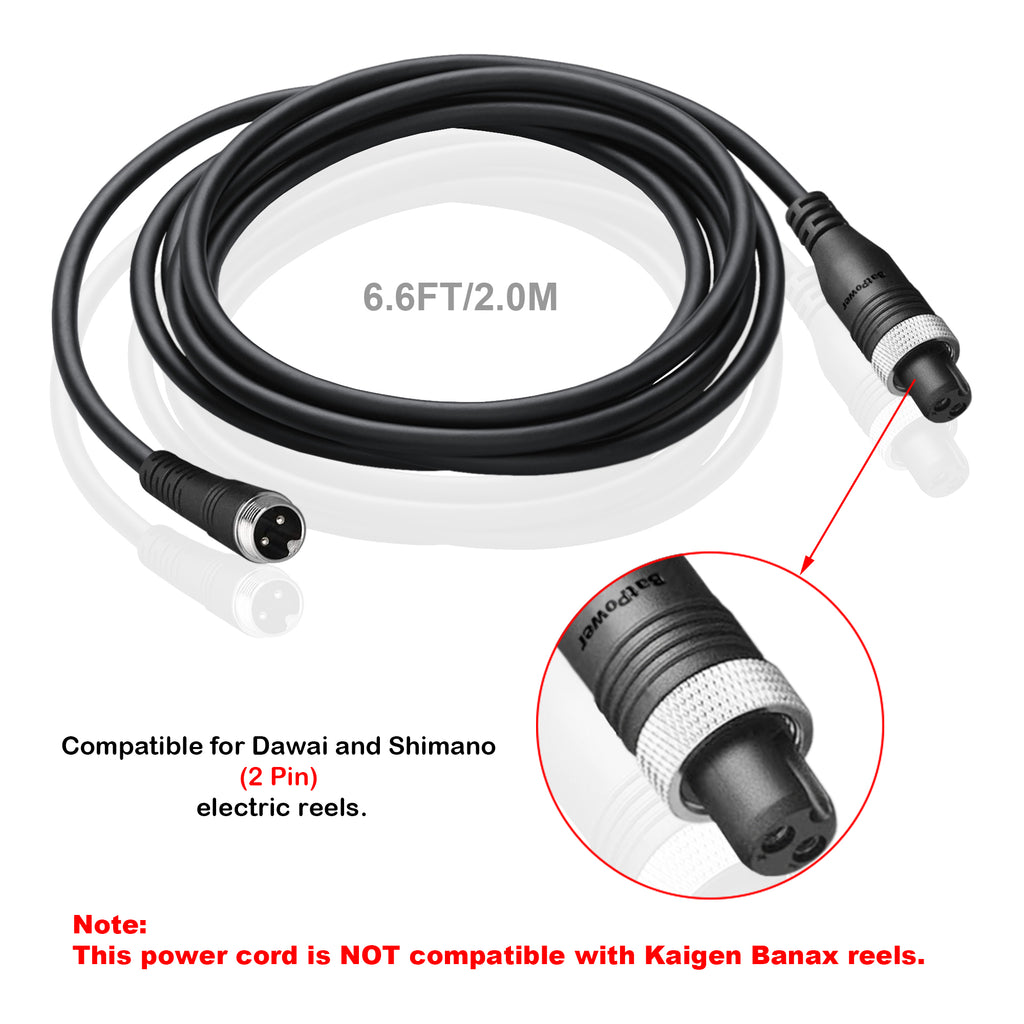 1.65FT-11.5FT Electric Reel Battery Power Cable for Daiwa Shimano Fishing Reel Super Air Cord BM LB ProF 2 ProF PrB ProS 0.5M/1M/2M/3M