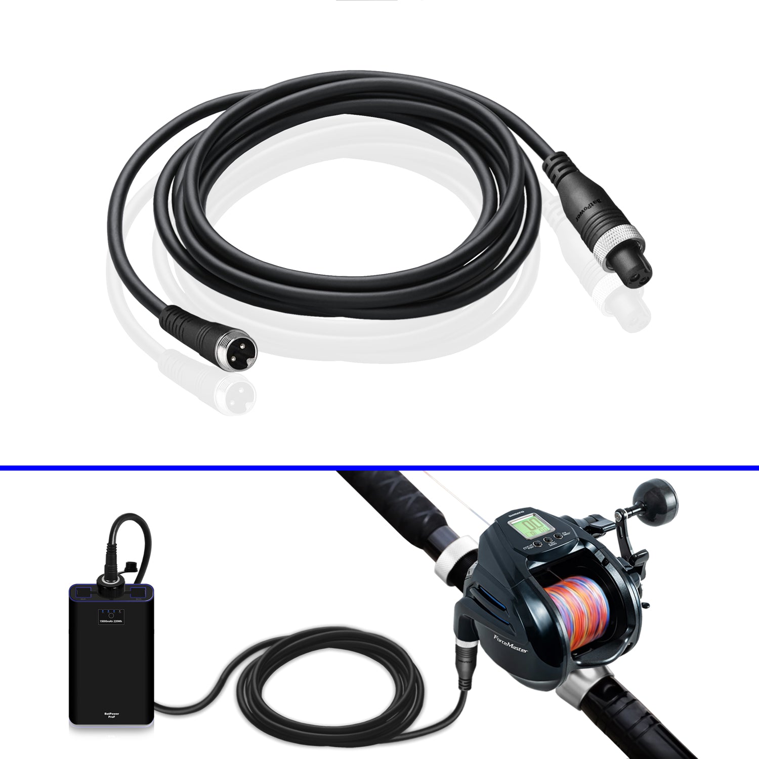 1.65FT-11.5FT Electric Reel Battery Power Cable for Daiwa Shimano Fish ...