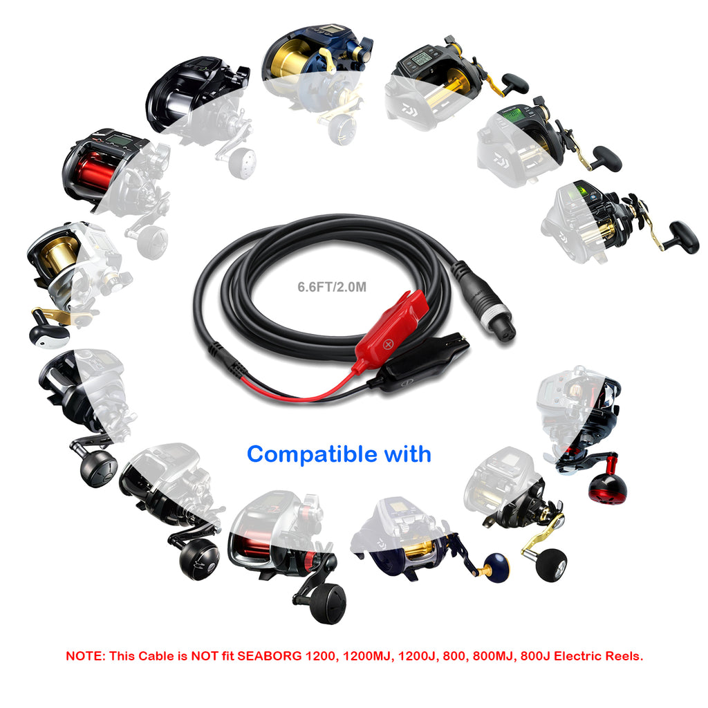 18FT-6.6FT ProF 2 Electric Fishing Reel Battery Power Cable for Daiwa & Shimano Electric Reel Power Cable Cord 550CM-200CM